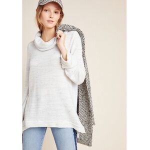 NWT Maeve Anthropologie Risa Split Hem Cowl Neck Sweater Ivory Grey size S
